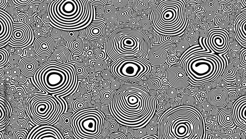 Abstract Black and White Concentric Spiral Circle Pattern Seamless Optical Art