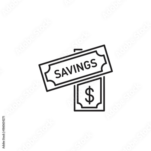 Financial Savings Concept Illustration with Money and Discount Tag