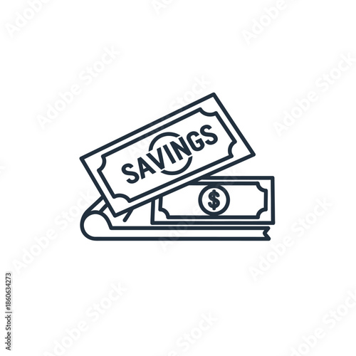 Financial Savings Concept Illustration with Money and Savings Card