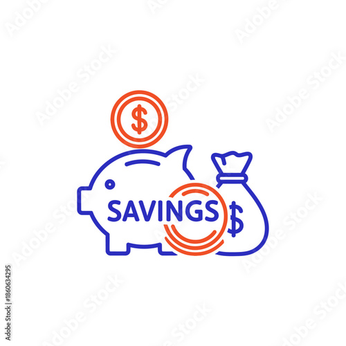 Financial Savings Concept Illustration with Piggy Bank and Coins