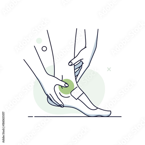 Person applying ankle support wrap.