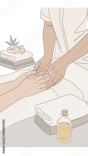 Person receiving a hand massage treatment.