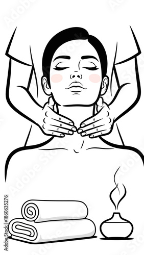 Woman receiving neck massage therapy treatment.