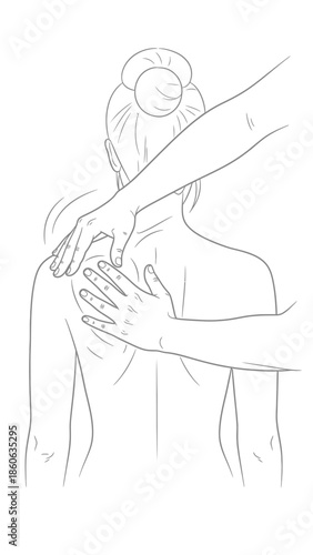 Woman receiving shoulder massage therapy.