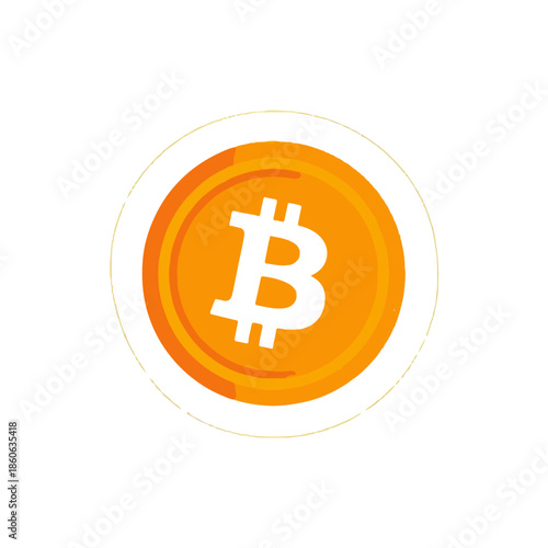 Bitcoin Coin Logo on White Background, Crypto Currency Digital Asset