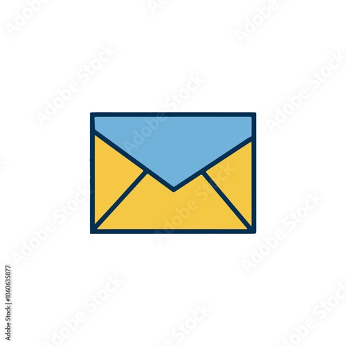 Email Envelope Icon Modern Blue and Yellow Design