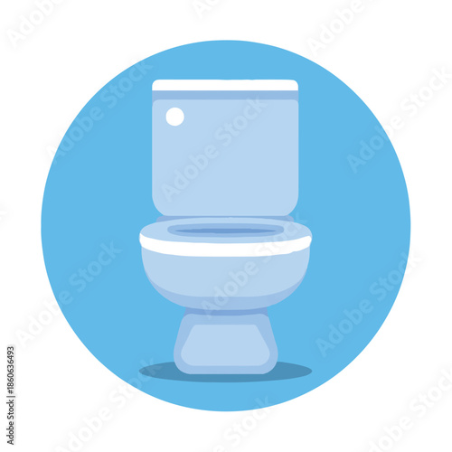 Modern Toilet Illustration in a Blue Circle Design Element