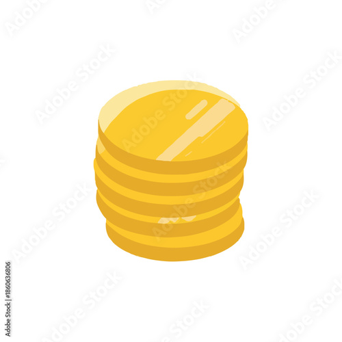 Stack of Gold Coins, Isometric View, Isolated on White