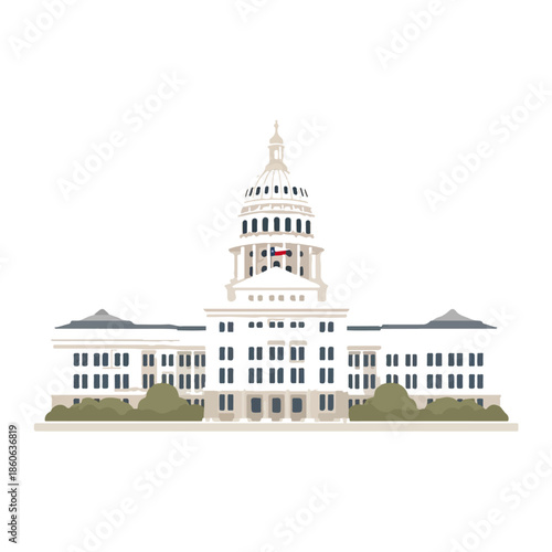 Texas State Capitol Building, Minimalist Flat Design, USA