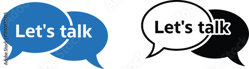 Obraz na plátně Two speech bubbles saying let s talk blue and black on transparent background