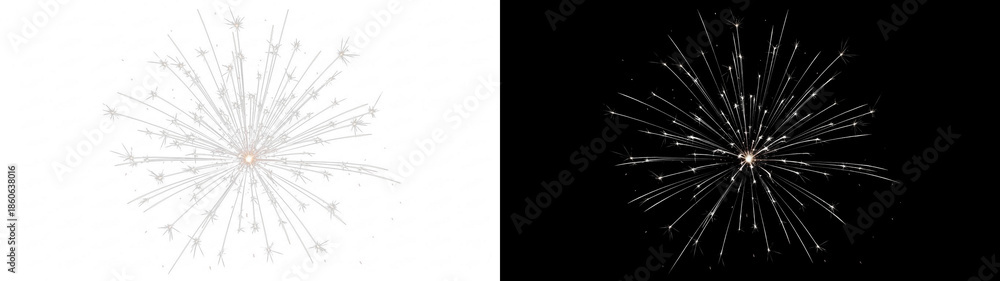 Fototapeta premium Transparent Bursting Fireworks Sparkle Light Effects
