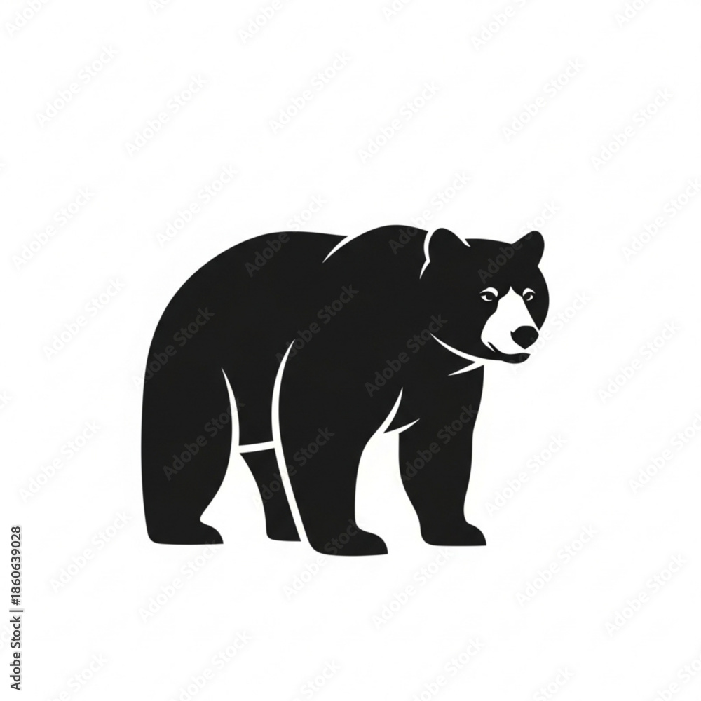 Fototapeta premium Black bear silhouette standing on looking right