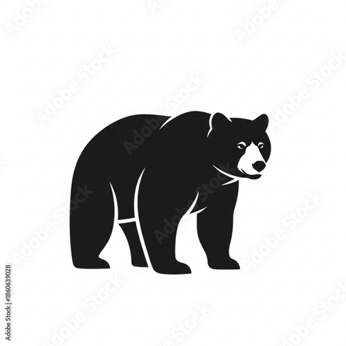 Black bear silhouette standing on looking right