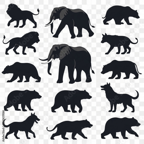 Collection of various animal silhouettes