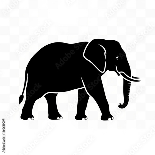 Black silhouette of an elephant walking