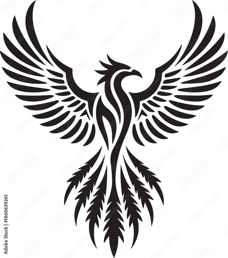 Fototapeta premium Stylized Phoenix Bird Vector Silhouette Logo Design