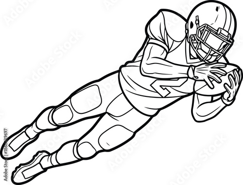 American Football Player Diving to Score a Touchdown