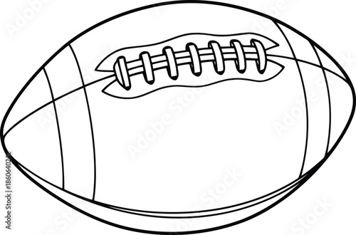 Crisp black and white outline illustration of an American football, perfect for sports-themed graphics, team logos, game-day event promotions, or educational materials and creative digital projects