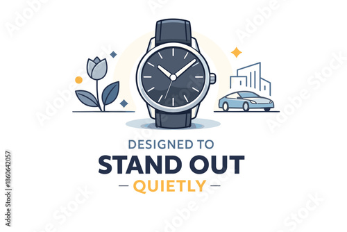 Elegant watch design emphasizing subtle standout features with floral and urban elements