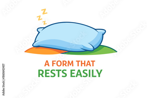 Sleeping pillow illustration with colorful background and text