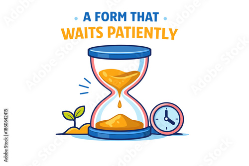 Hourglass and growing plant symbolizing patience and time management