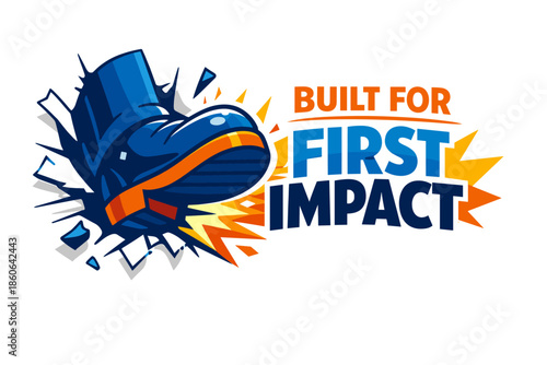 Dynamic boot design with explosive impact theme and bold fonts