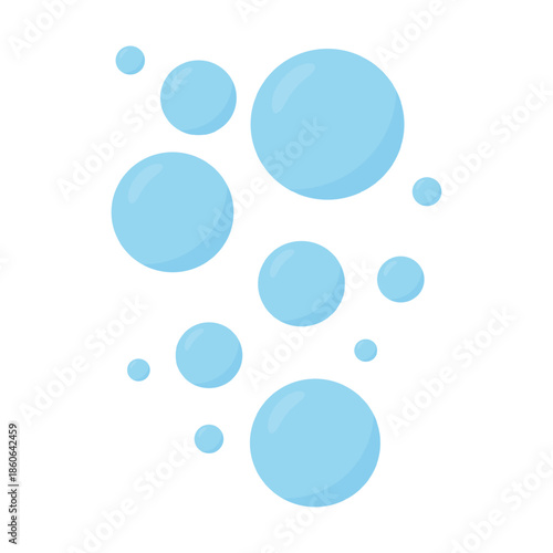 Blue soap bubbles. Flat vector water illustration for cleaning and freshness themes