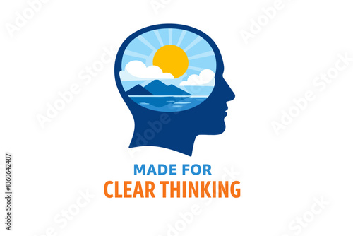 Silhouette of mind with scenic view for clear thinking concept