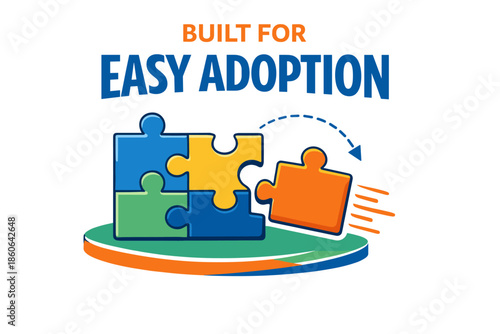Built for easy adoption puzzle concept with colorful interlocking pieces