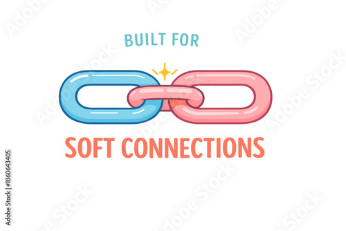 Illustration of blue and pink links with built-for soft connections text