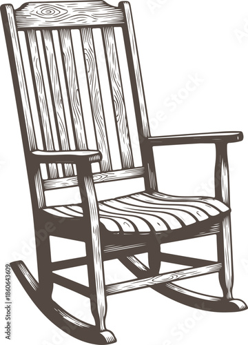 Classic wooden rocking chair vector Illustration