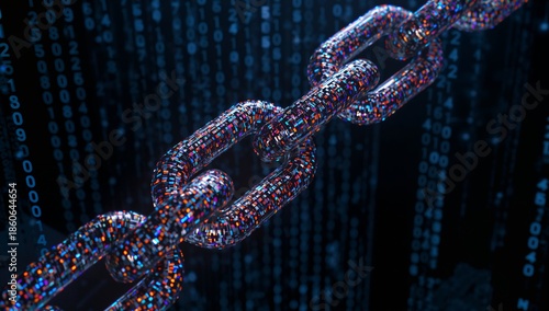 Digital Chain Linked to Data in a Virtual Space With Numbers