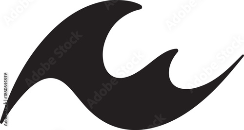 Abstract Wave Silhouette for Surfing and Water Sports Graphics