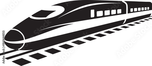 Highspeed train on railway tracks in motion  modern transportation concept