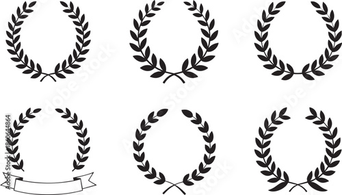 Laurel wreath designs and award ribbons for decoration and recognition purposes