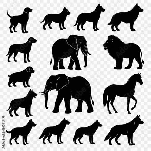 Collection of various animal silhouettes
