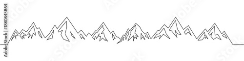 Minimalist abstract mountain range outline vector. Long contour design for trekking, climbing, outdoor adventure and alpine eco-friendly graphics