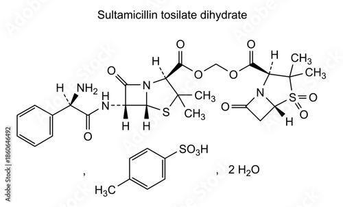Sultamicillin tosilate dihydrate, chemical structure of sultamicillin tosilate dihydrate, drug substance