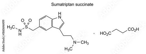 Sumatriptan succinate, chemical structure of sumatriptan succinate, drug substance