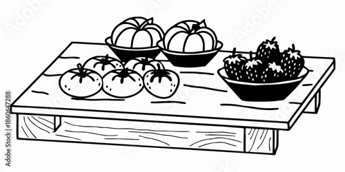 Farmhouse Dining Table with Fresh Produce