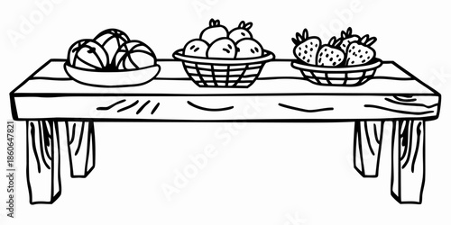 Farmhouse Dining Table with Fresh Produce