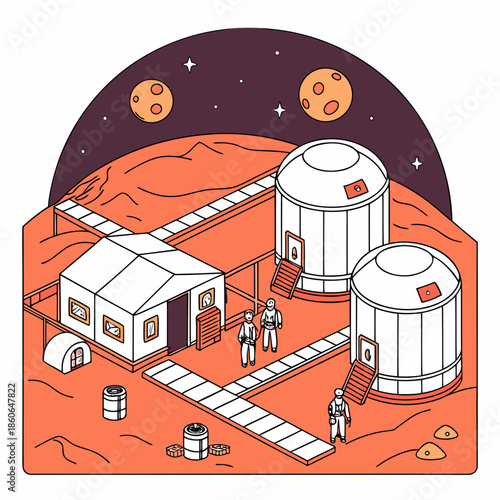 Mars colony illustration