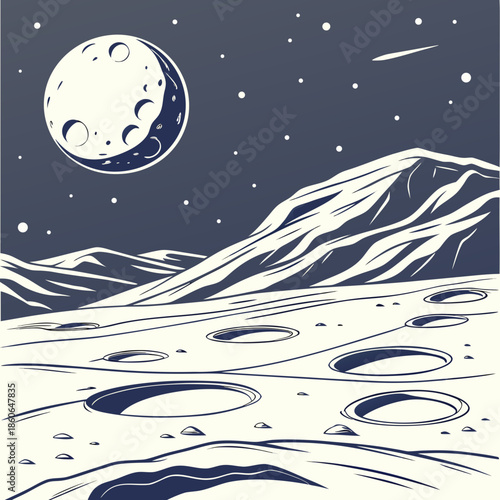 Moonlit mountain landscape