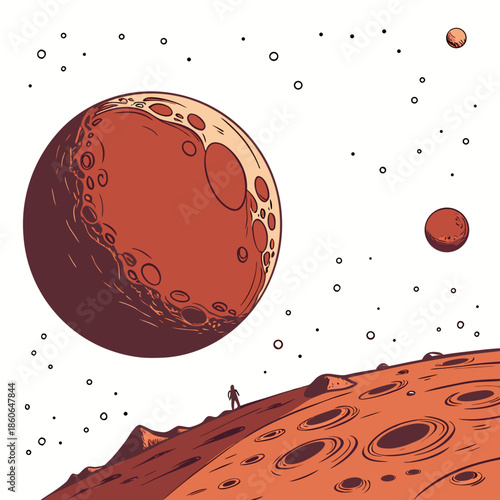 Astronaut observing a large planet