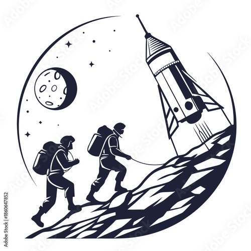 Astronauts exploring the moon