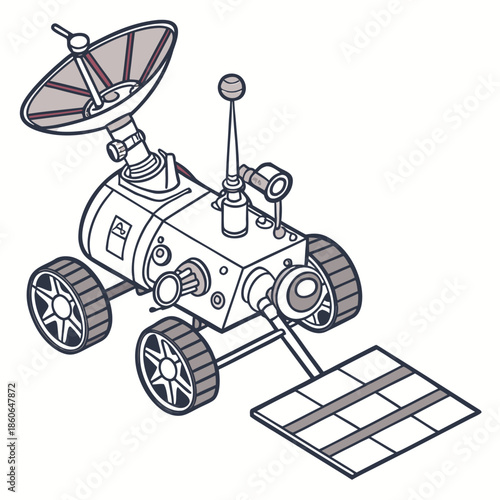 Illustrated space rover with solar panel