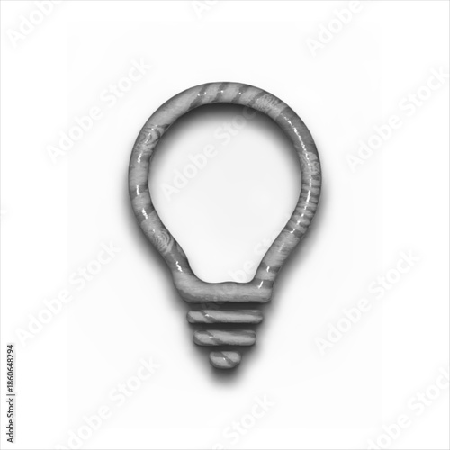 3D Creative Light Bulb Icon with Glossy Texture
