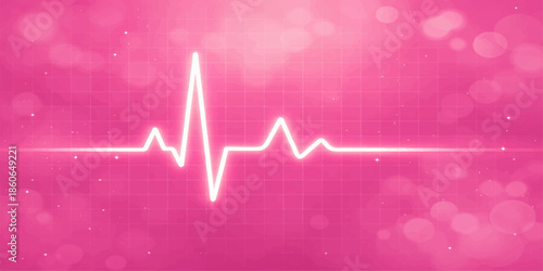 An abstract medical illustration of a green heart beat cardiogram wave on a blue digital monitor showing a life pulse rate EKG graph for cardiology health testing