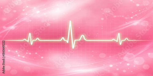 Abstract medical illustration of a heart beat cardiogram forming a heart shape on an EKG monitor to represent health and life rhythm through a red electrocardiogram pulse wave line