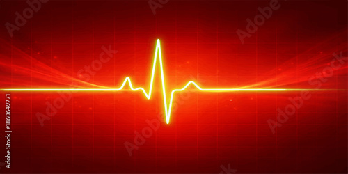 An abstract medical illustration of a blue heartbeat cardiogram forming a heart shape on an ECG monitor to display a healthy life pulse rate through a graphic electrocardiogram wave line